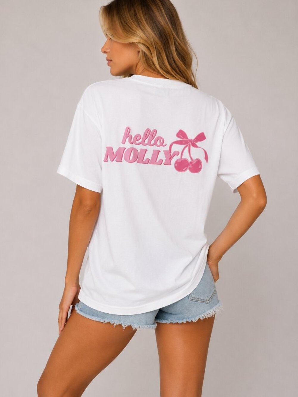 NEW Hello Molly White Women's Graphic Print Short Sleeve Tee 10 39615